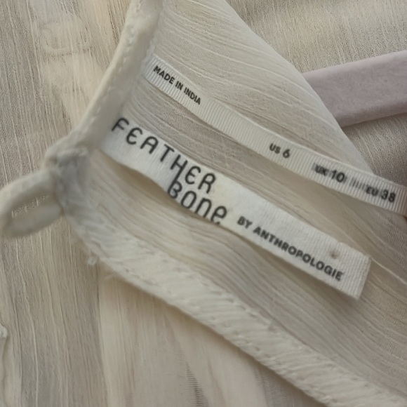 Anthropologie FEATHER BONE brand Cream Chiffon Floral Dress, Size US 6 - Picture 4 of 4